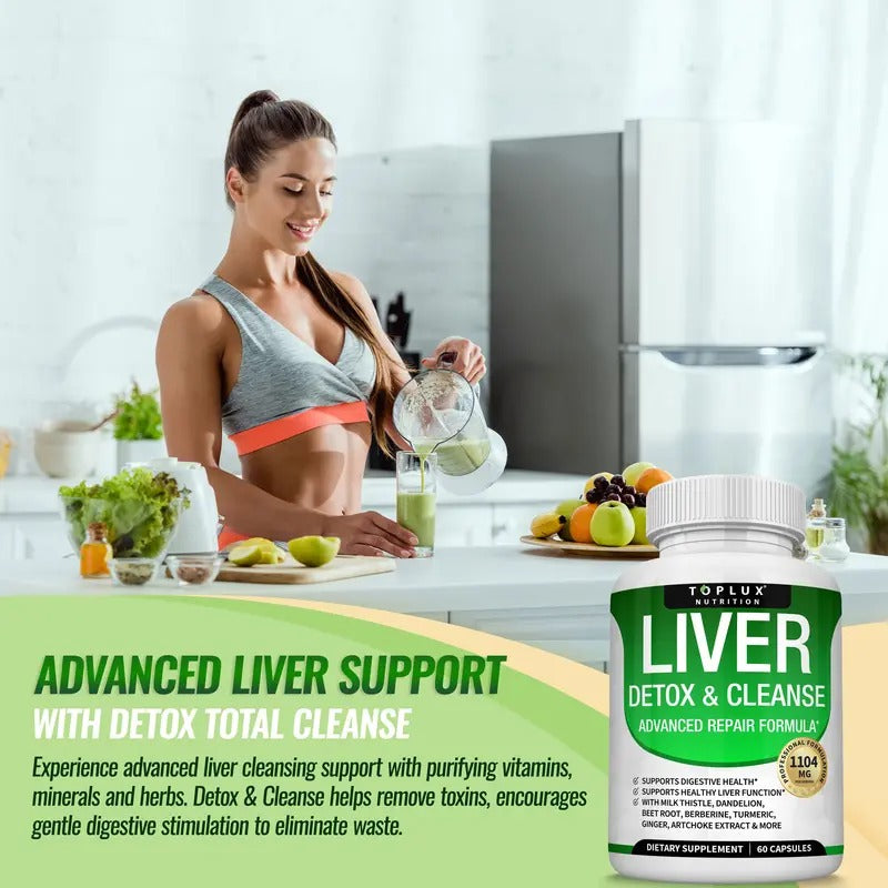 Toplux Liver Cleanse Detox & Repair Supplement – Natural Liver Detox & Repair for Overall Health Support – 60 Capsules