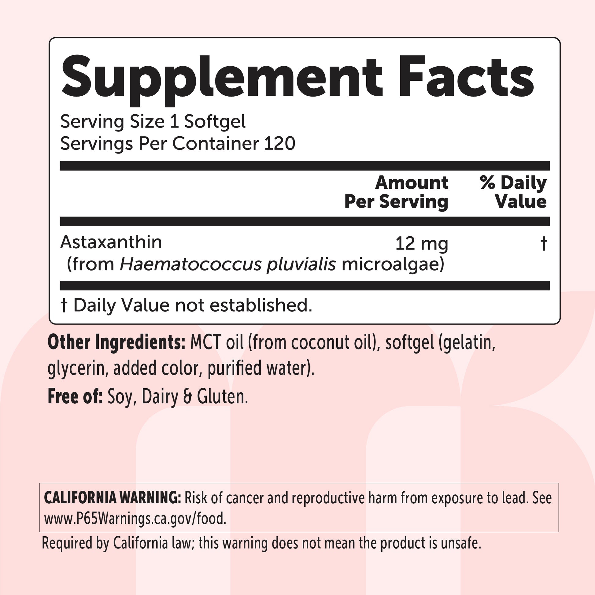 Astaxanthin 12mg softgels
