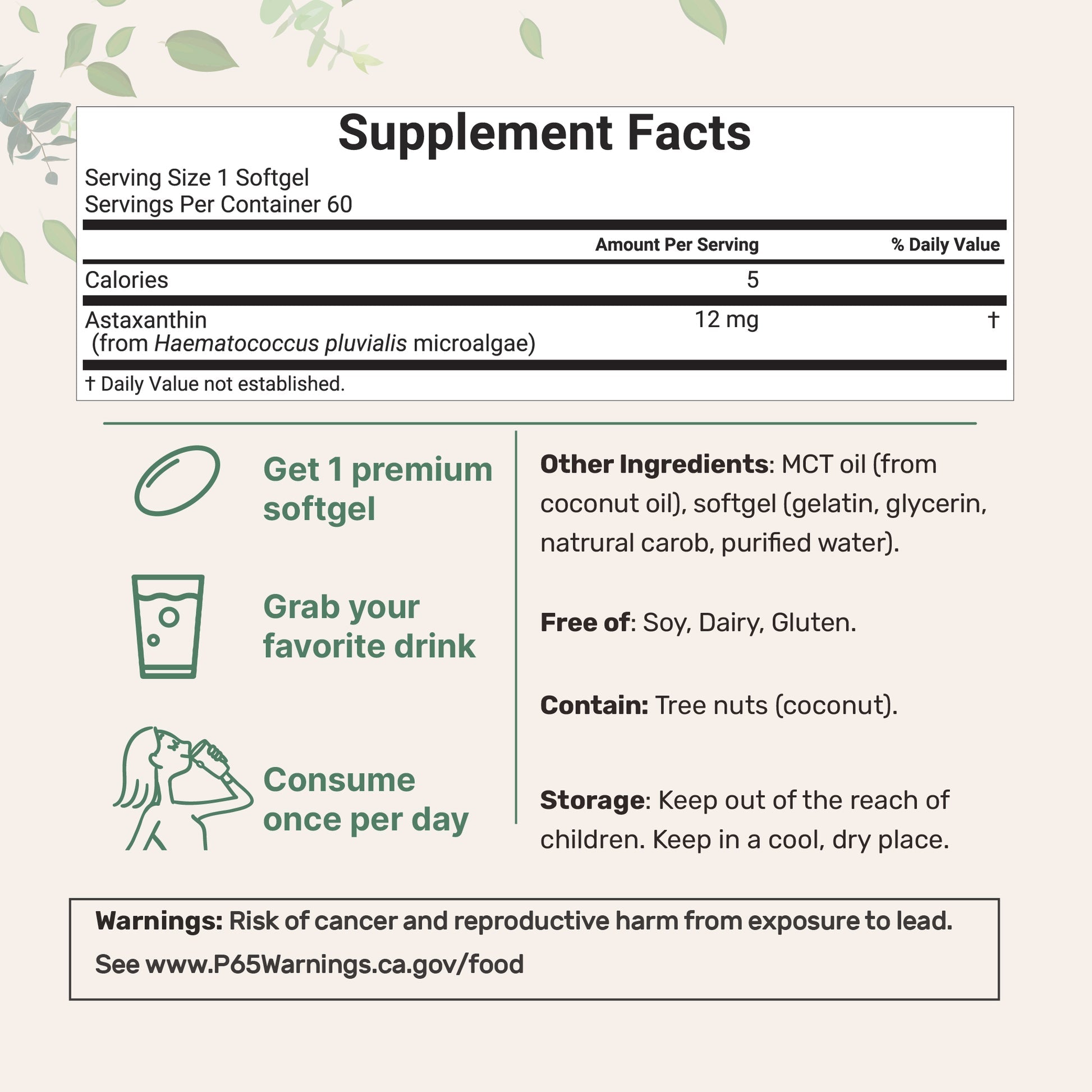 Astaxanthin 12mg softgels