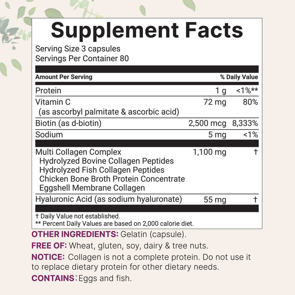3-Pack Micro Ingredients Multi Collagen Complex (240 Capsules Each)