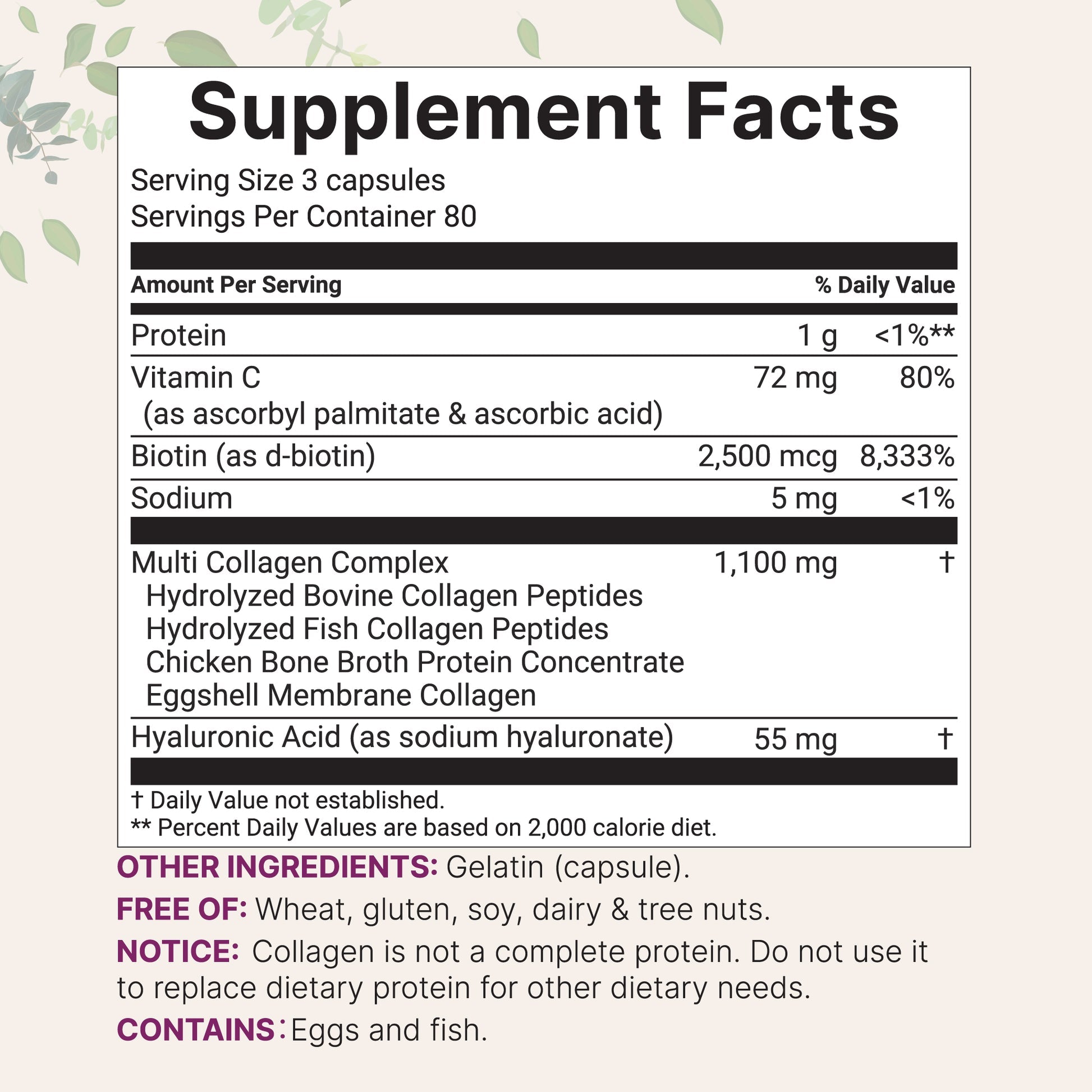 3-Pack Micro Ingredients Multi Collagen Complex (240 Capsules Each)