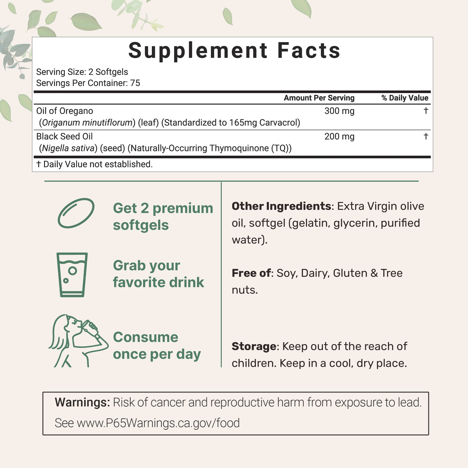 3-Pack of 150 Softgels Micro Ingredients Oregano Oil with Black Seed Oil