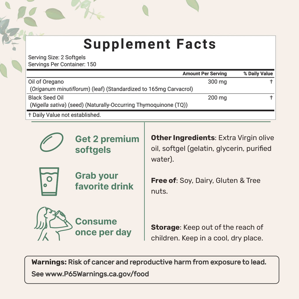 3-Pack of 300 Softgels Micro Ingredients Oregano Oil with Black Seed Oil