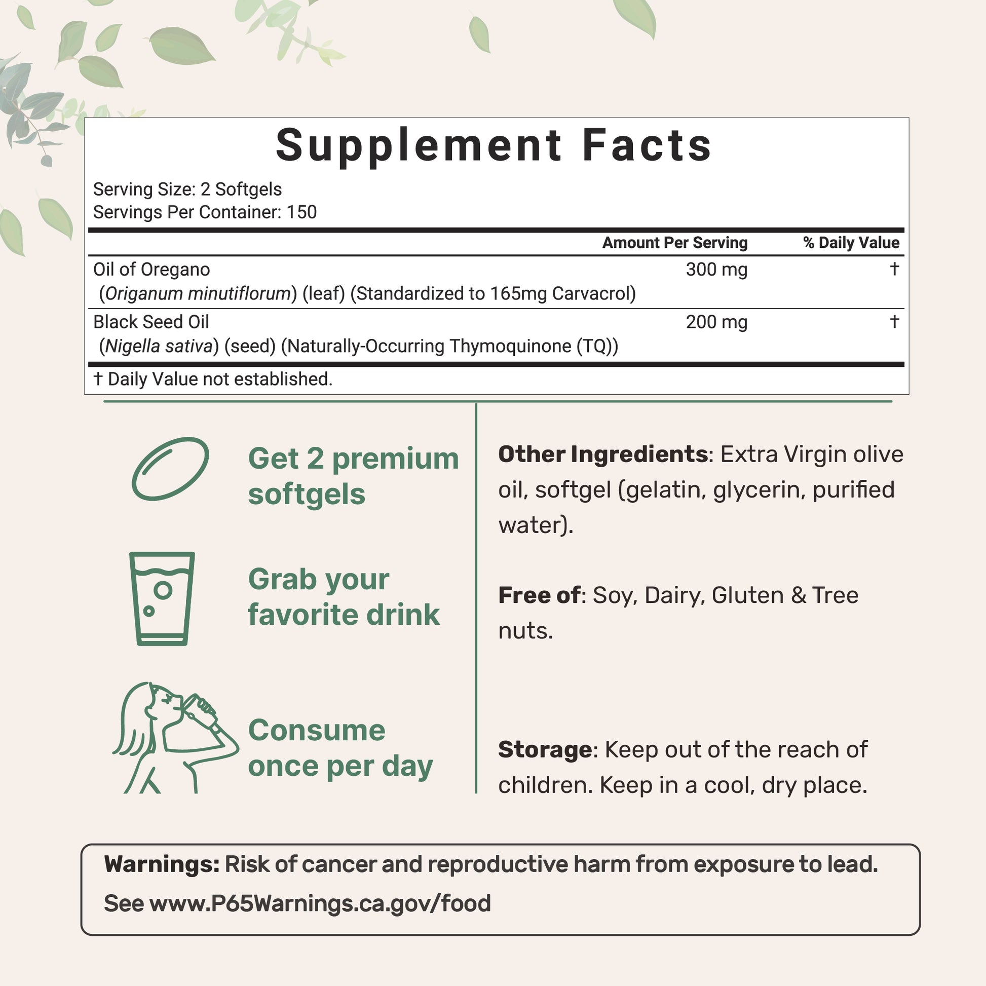 3-Pack of 300 Softgels Micro Ingredients Oregano Oil with Black Seed Oil