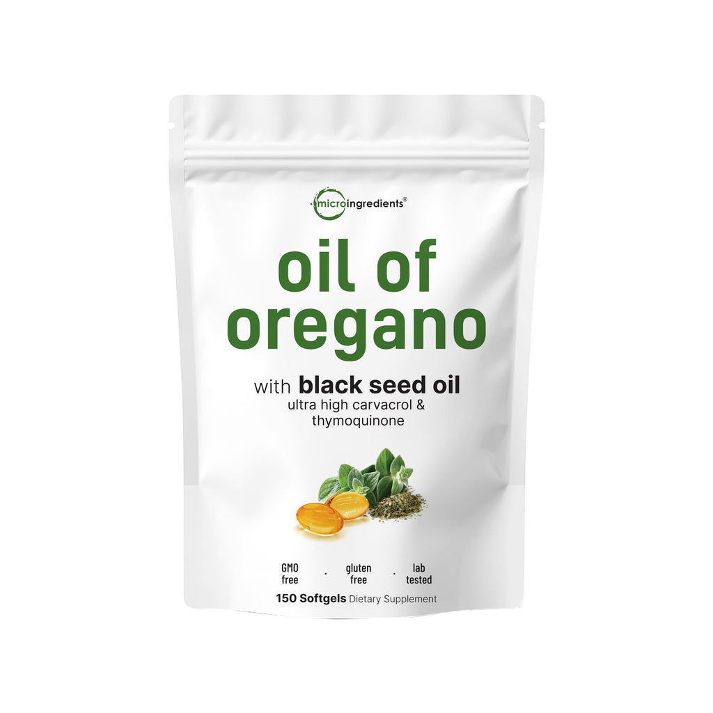 3-Pack of 150 Softgels Micro Ingredients Oregano Oil with Black Seed Oil