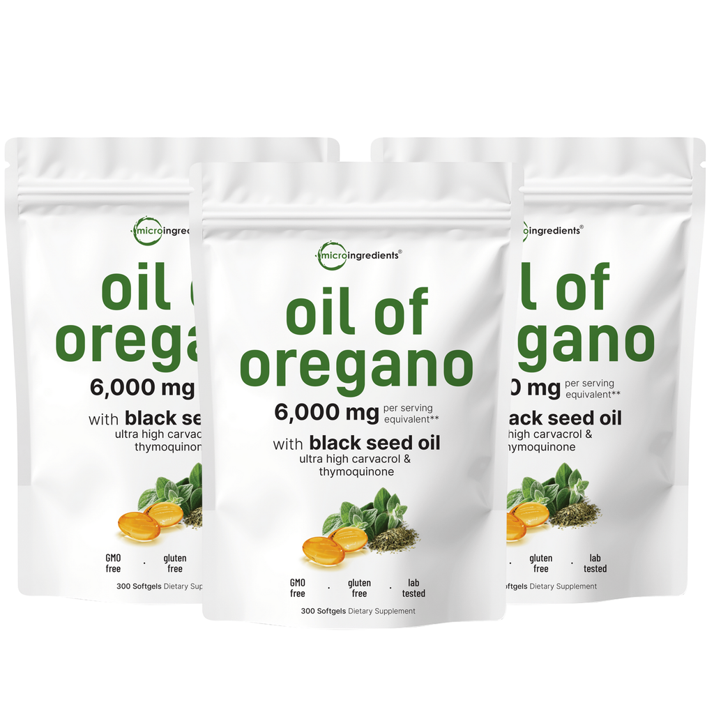 3-Pack of 300 Softgels Micro Ingredients Oregano Oil with Black Seed Oil