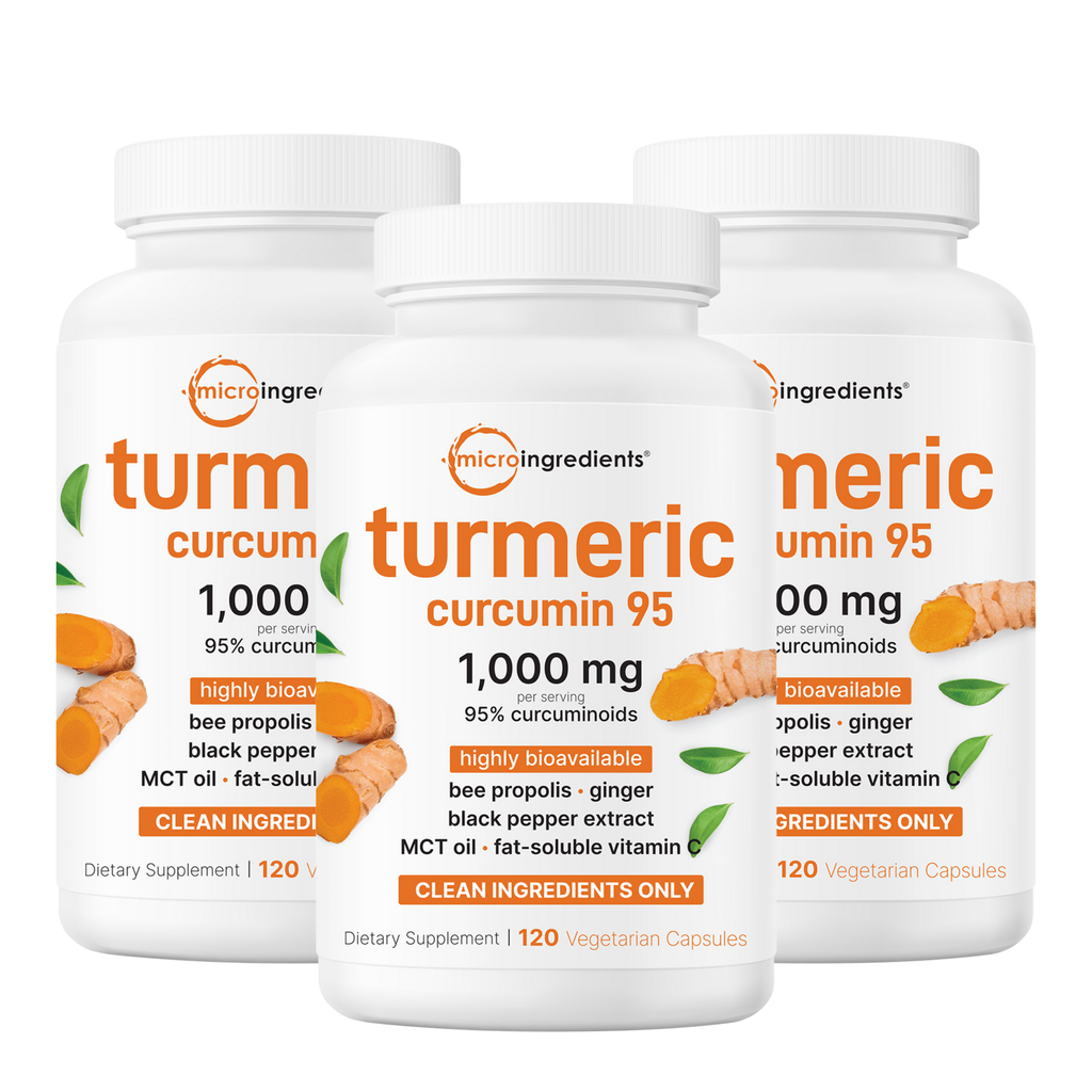 3-Pack Micro Ingredients Turmeric Curcumin 1000mg (120 Veg Capsules Each)