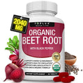 Toplux Organic Beet Root Tablets 2040mg - Nitric Oxide Booster for Heart Health, Energy & Performance - 90 Vegan Tablets