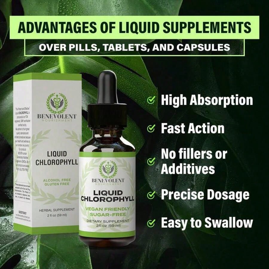Liquid Chlorophyll Drops – 4-Month Supply For Detox & Gut Health