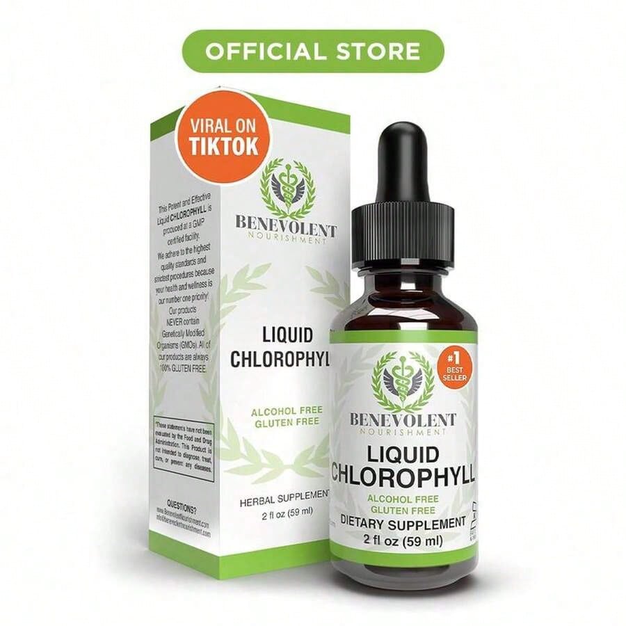 Liquid Chlorophyll Drops – 4-Month Supply For Detox & Gut Health