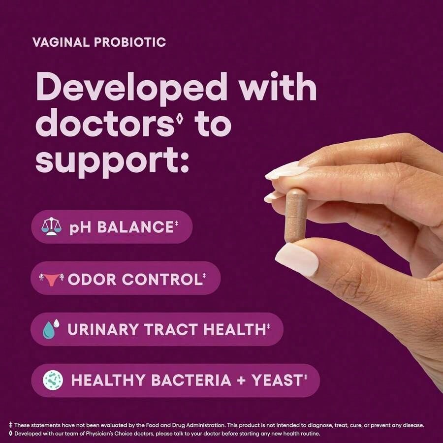 Physician's CHOICE Probiotics For Women - PH Balance, Odor Control, Yeast Balance, Flora & Feminine Health - 6B CFU With Organic Prebiotics And Cranberry Extract - 30 CT