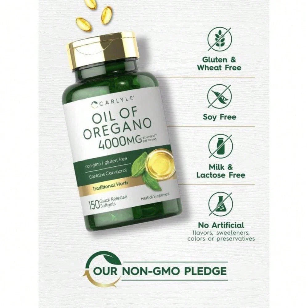 Carlyle Oregano Oil 4000mg Supplement | 150 Softgel Capsules | Contains Carvacrol | Non-GMO & Gluten Free Formula