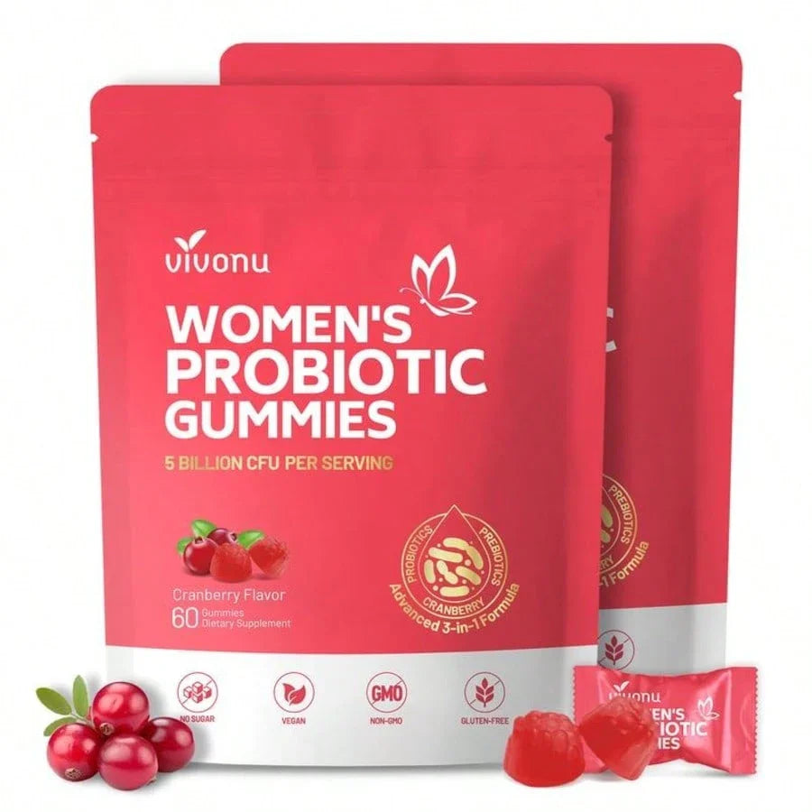 Cranberry Probiotic Gummies | Targeting Body Odor, Women's Health, And Body Balance | Vegan (60 Gummies Per Pack)