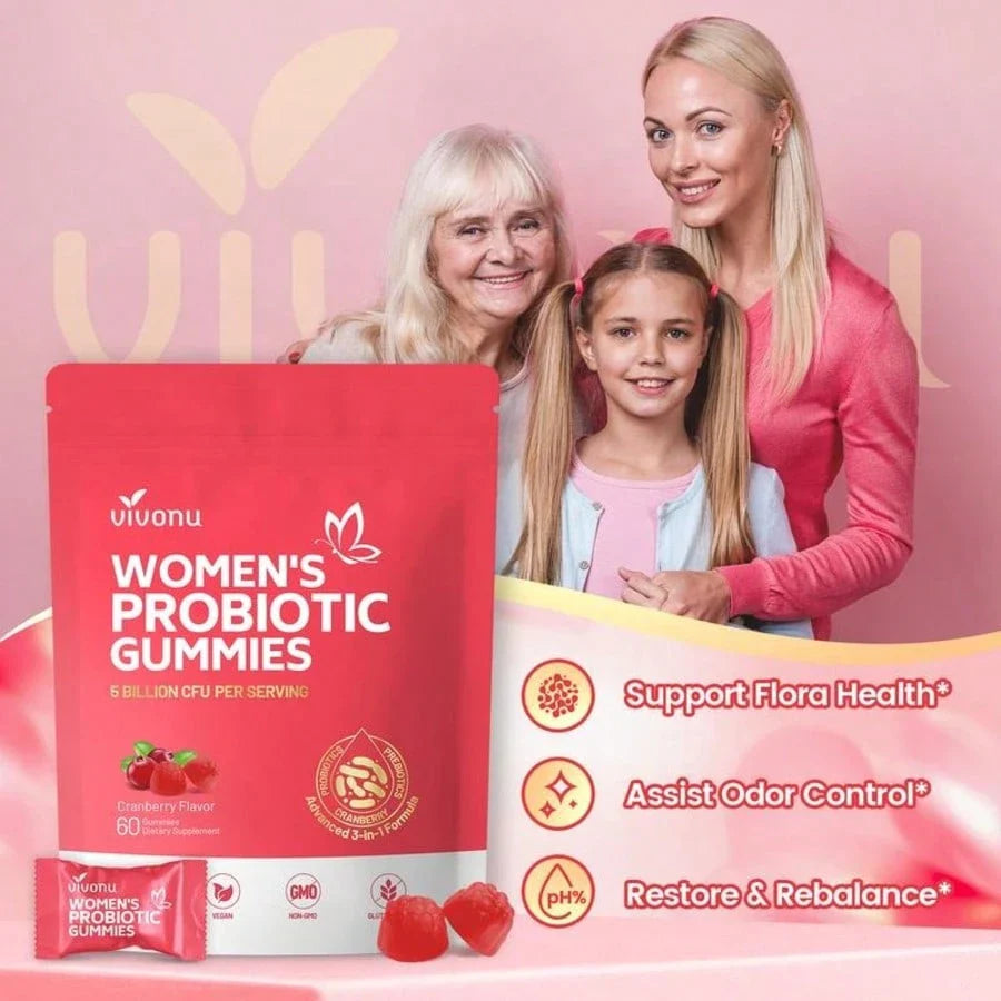 Cranberry Probiotic Gummies | Targeting Body Odor, Women's Health, And Body Balance | Vegan (60 Gummies Per Pack)
