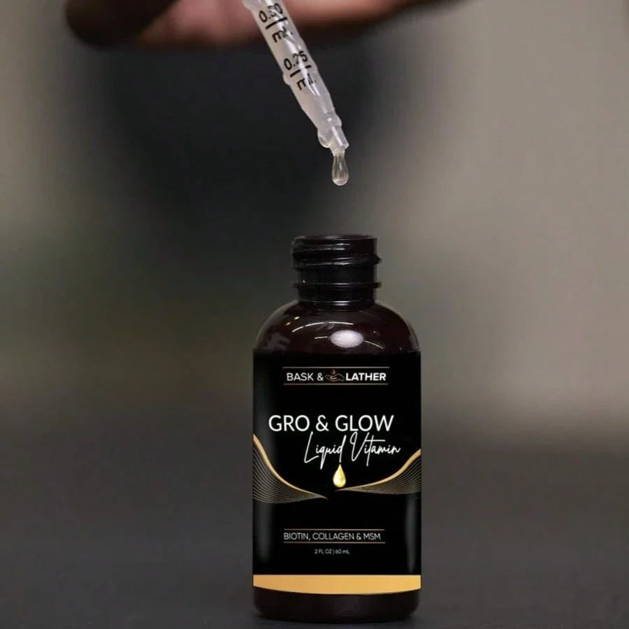 Gro & Glow Liquid Vitamins For Hair, Nails & Skin- With Biotin, Collagen And MSM