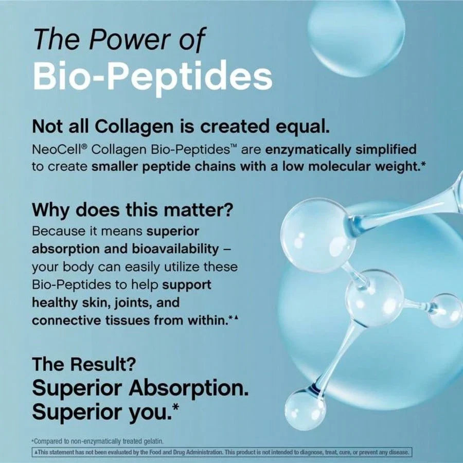 NeoCell Collagen Bio-Peptides Powder 20oz - Grassfed Protein Supplement - Advanced With 18 Essential Amino Acids