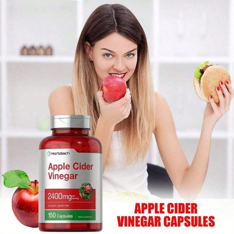 Horbaach Apple Cider Vinegar Capsules | 2400mg Per Serving | Non-GMO, Gluten-Free | 150 Capsules | Dietary Supplement