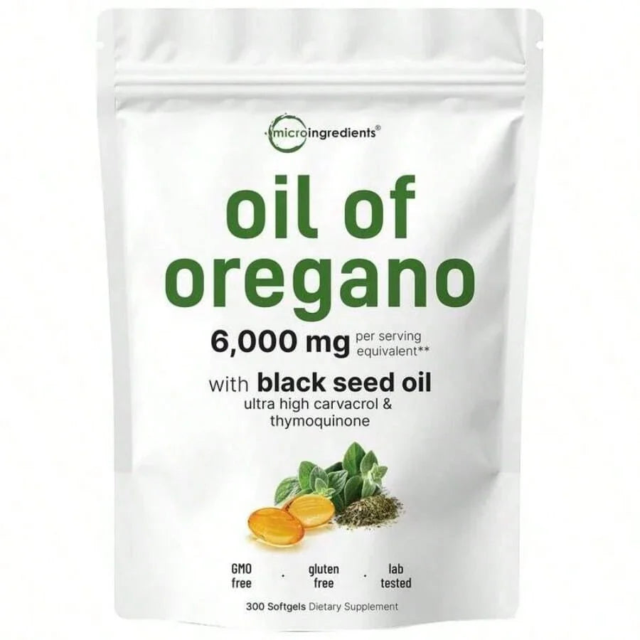 MicroIngredients Oregano Oil With Black Seed Oil 3 Pack | Natural Daily Wellness Supplement, Immune Boost, Digestive Support, Vegan