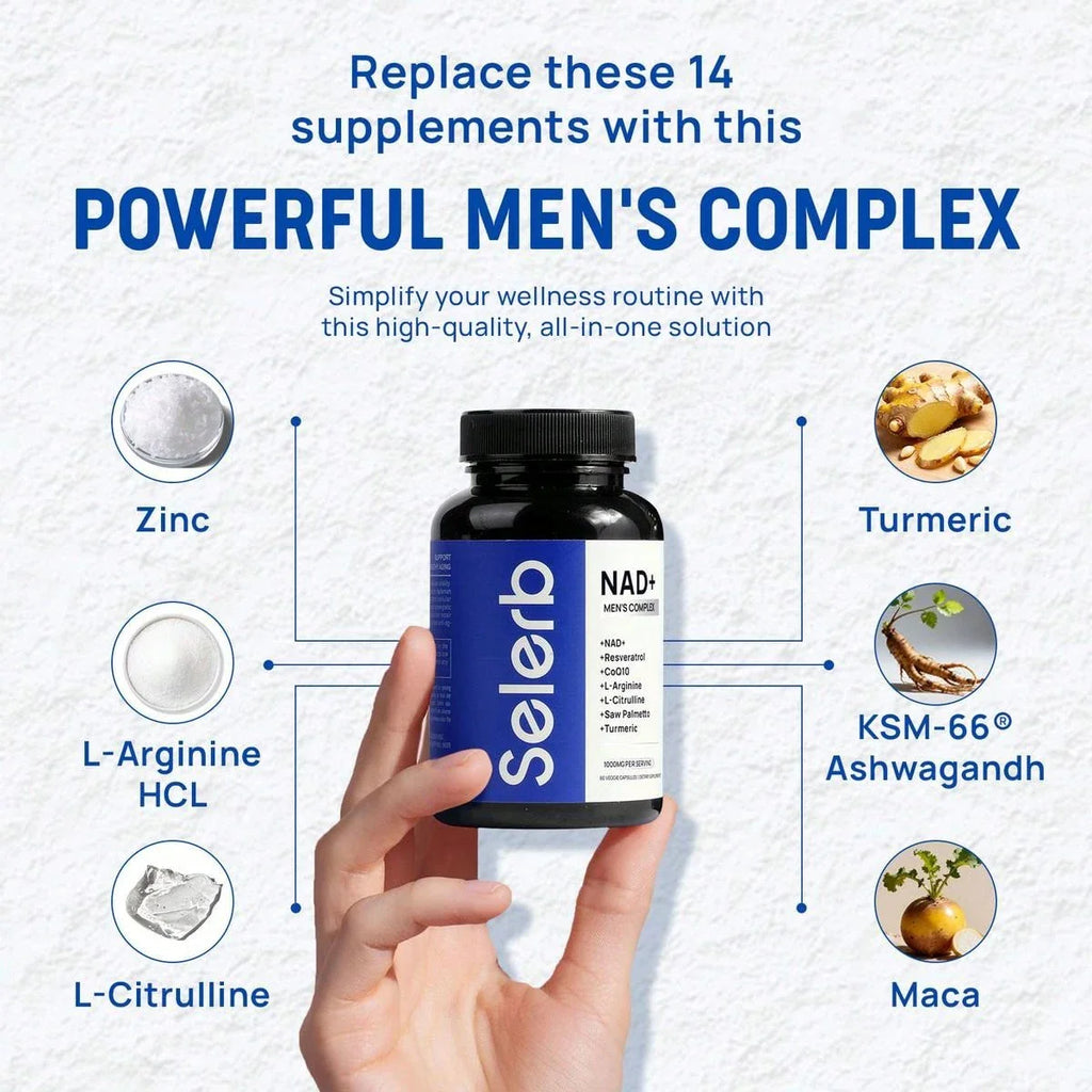 Selerb NAD+ Supplement For Men – With Liposomal-NAD+,CoQ10, L-Carnitine, L-Arginine, Maca & Ashwagandha – Energy, Circulation & Prostate Support – 60 Capsules TikTokShopBlackFriday