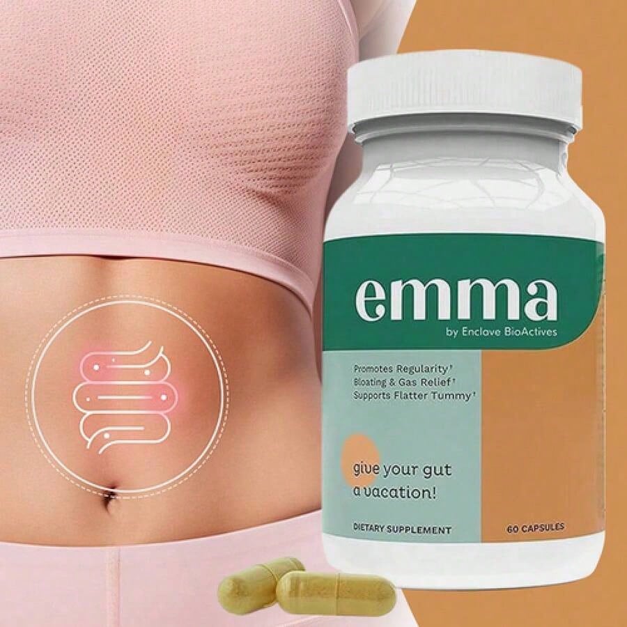 Emma Gut Health Doctors Endorsed Supplement 3-Pack, 60 Capsules Per Bottle, Promotes Regularity, Bloating & Gas Relief, Supports Flatter Tummy, Digestive Support For Gut Health