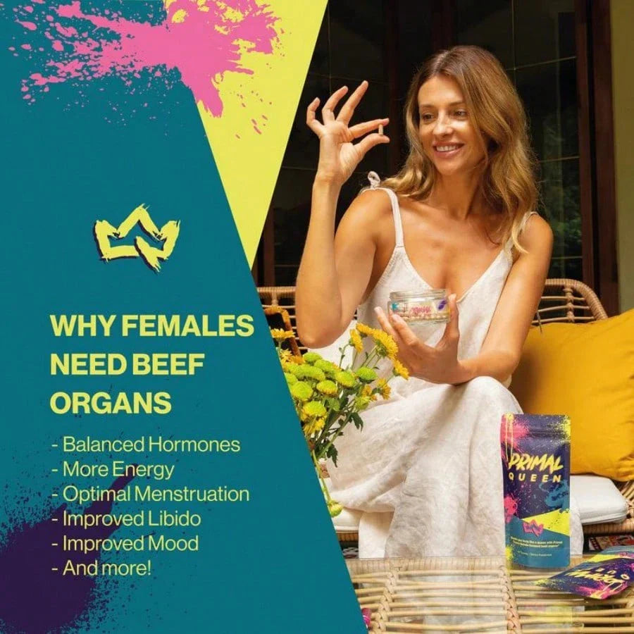 [HOTSELLERS]PrimalQueen Women's Wellness Beef Organs Supplement, 60 Count, Hormone Balance, Energy & Cycle Support, Grass-Fed, Female-Focused Formula