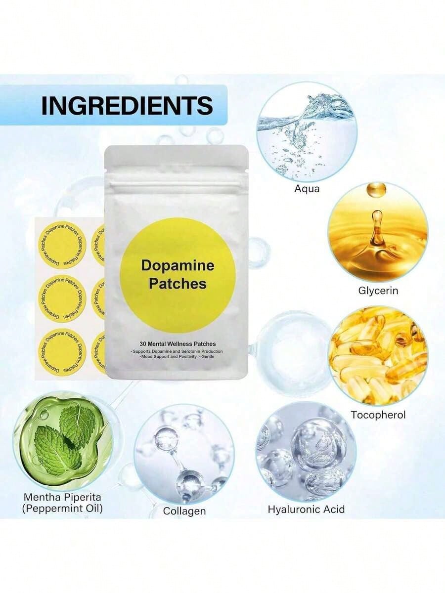 Dopamine Patches Age Rewind Patches | 30 Count (1 Month Supply) | Supports NAD+ Production With NMN & Resveratrol | Vegan, Topical Patch | Dietary Supplement