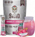 Health Energy & Focus Drink Mix – Dragon Fruit Agua Fresca Powder | Organic Caffeine, L-Theanine, L-Tyrosine, Taurine, Vitamins B6 & B12 | Low Sugar, Vegan – 15 Packets