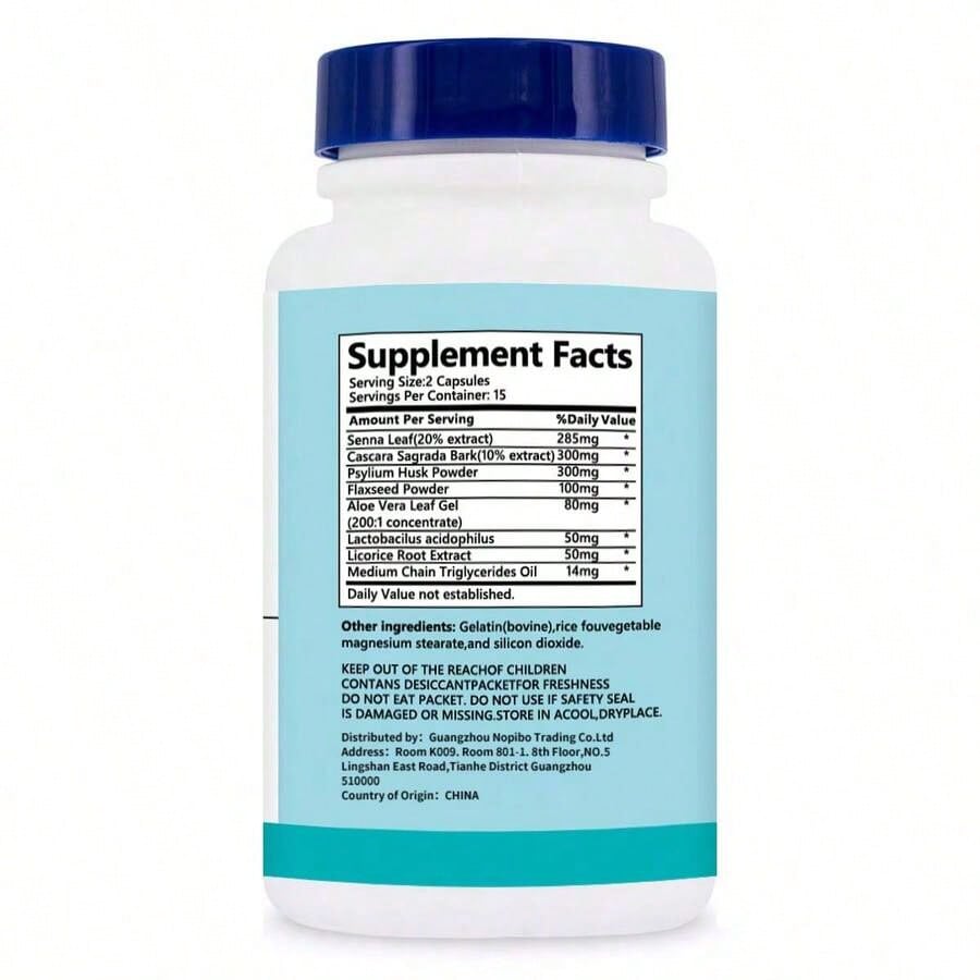 Weight Loss Products 15 Day Cleanse Gut And Colon Support | Caffeine Free | Advanced Formula With Cascara Sagrada, & Psyllium Husk | 1 Bottle Of 30 Capsules