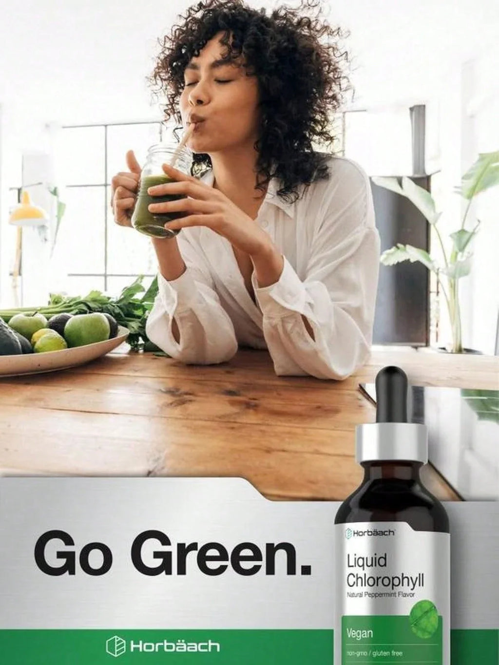 Horbäach Liquid Chlorophyll Drops| 2 Oz| Vegan, Non-GMO, And Gluten Free Formula| Natural Peppermint Flavor
