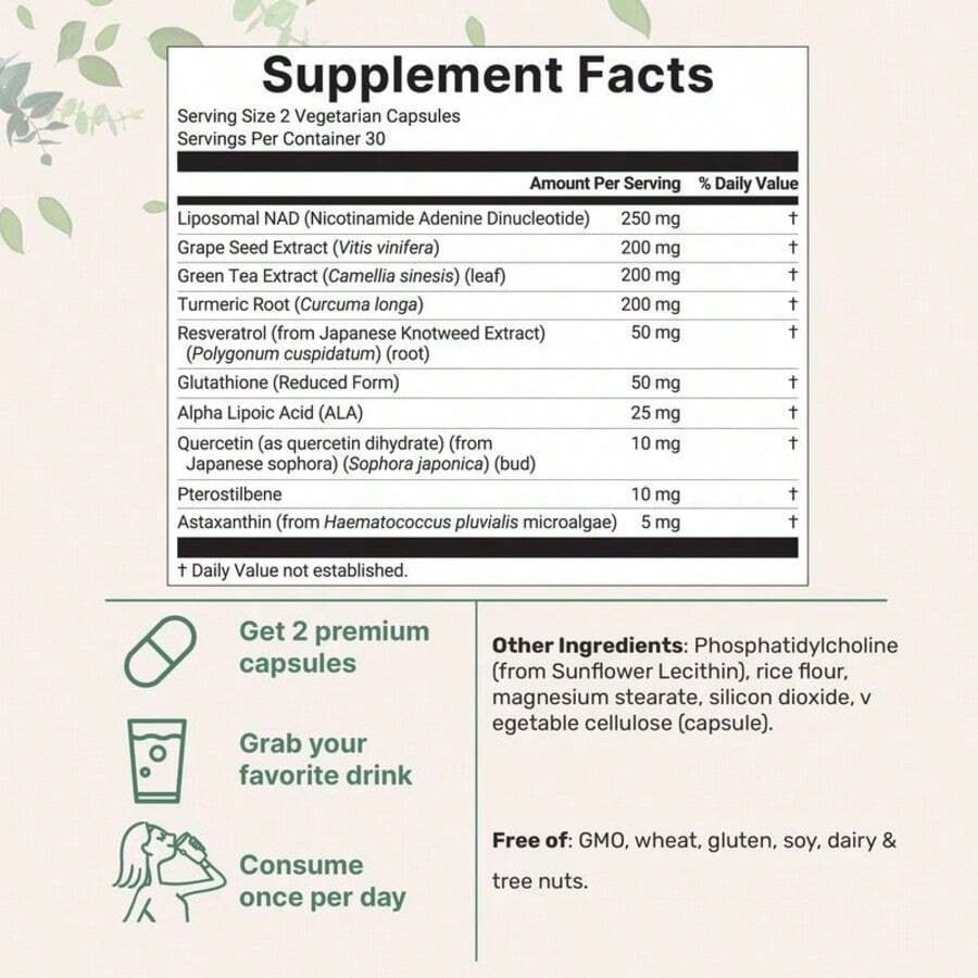 Liposomal NAD+ Ultimate 1,000mg, 60 Veggie Capsules