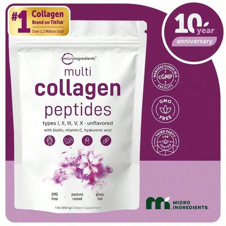 Miriyalyad Multi Collagen Peptides Powder, 16oz | Full Spectrum Type I, II, III, V, X + Biotin, Hyaluronic Acid, & Vitamin C | Unflavored | Keto & Paleo Friendly | Non-GMO[Free Shipping ]