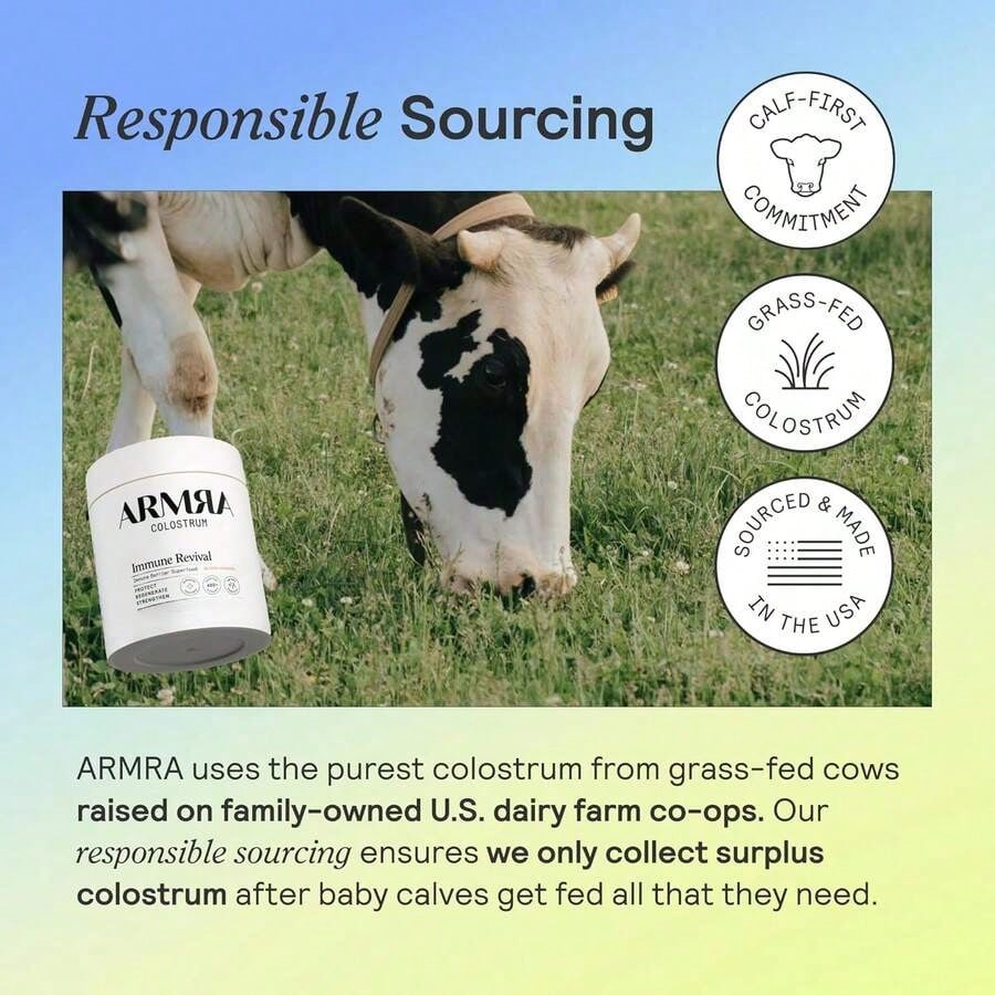 ARMRA Colostrum™ Powder| Unflavored| Gut Health & Bloating| Skin & Hair| Immunity| Keto, Gluten & Fat-Free| 120 Servings