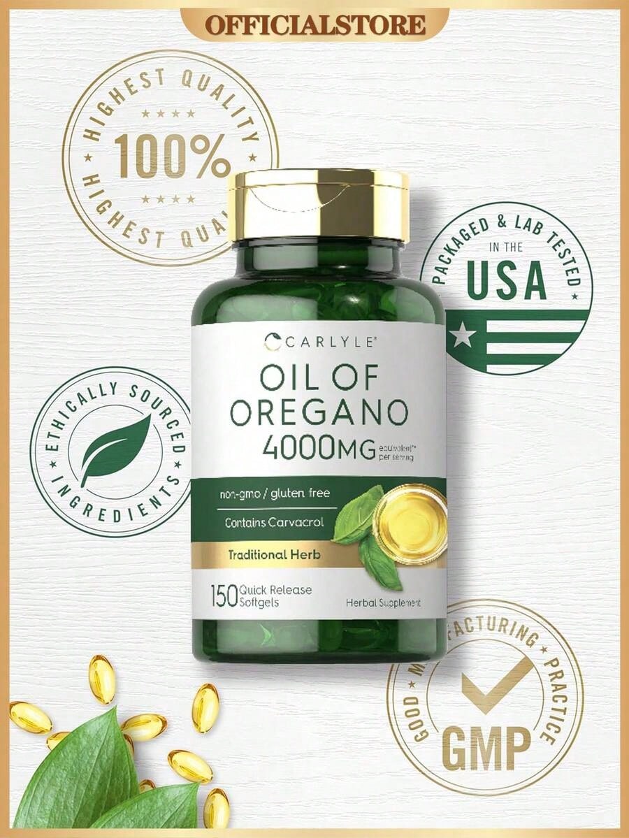 Carlyle Oregano Oil Softgels –Equivalent To4,000 Mg OfOregano Leafper Serving | Contains Naturally-Occurring Carvacrol | Mediterraneanand Wild Harvested | Quick ReleaseSoftgels | 150 Quick-Release Capsules