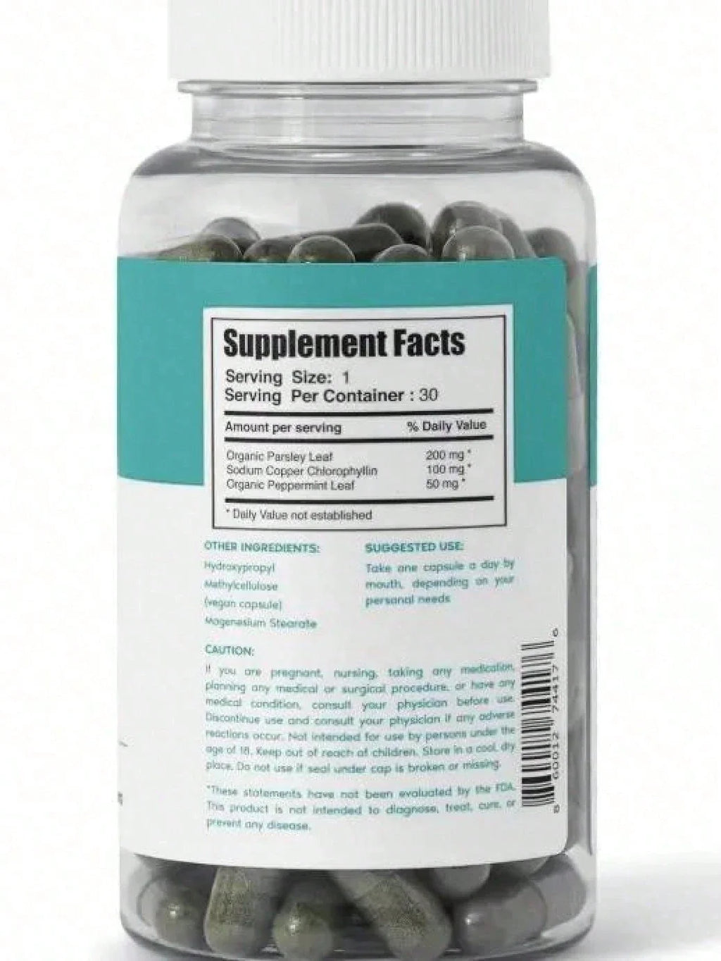 Chlorophyll Capsules - 30 Vegan Capsules For Detox, Digestion, Gut Health, Skin Support, And Oily Skin - Natural Energy Booster