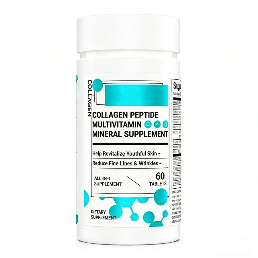 Collagen Peptide Multivitamin Supplement, With Vitamin D3, C, E, B Complex, Probiotics & Minerals, All-In-One Daily Collagen Pills For Adults, 60 Tablets