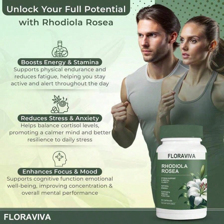 Flash Floraviva Rhodiola Rosea Capsules For Natural Energy GMO Excluded