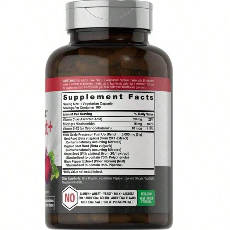 Horbäach Nitric Oxide Beet Root Capsules | 180 Count | With Nitrates And Precursor | For Men And Women | Vegetarian, Non-GMO, Gluten Free Supplement[Free Shipping ](2026 Latest Version)