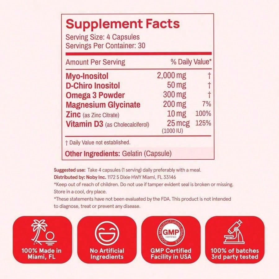 Inositol Powder Multivitamin, Pink Lemonade Flavor – 4g Myo & D-Chiro Inositol, DIM, Zinc, Magnesium Glycinate, Vitamin D3 – Supports Women's Health, Cycle, Energy[Free Shipping ]