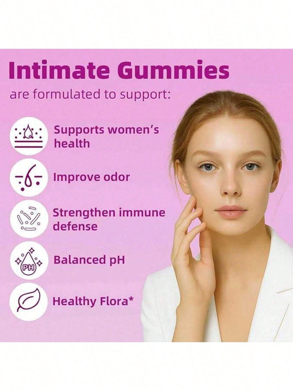 LEEFAR Women's Probiotic Gummies With Slippery Elm - Tropical Pineapple Flavor For PH Balance Digestive & Immune Health - 60 Gummies Per Pack