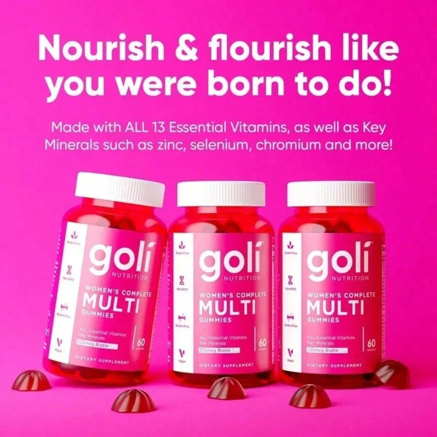 Women's Complete Multi Gummies All 13 Essential Vitamins, All B Vitamins, Vitamin Zinc, Biotin And More. Healthy Hair, Skin & Nails, Eyes, Immune, Brain & Nervous System, Heart Health. Gluten-Free, Vegan, Non-GMO, And Gelatin-Free.