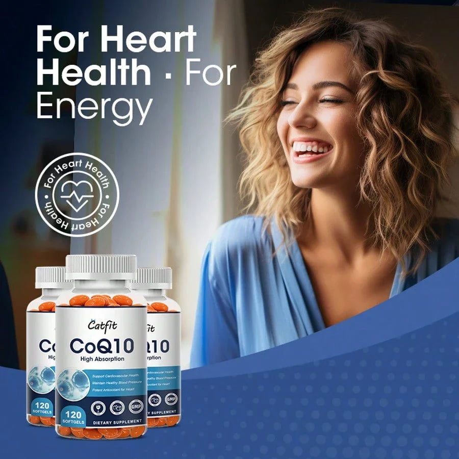 CATFIT CoQ-10 Capsules High Absorption | Coenzyme Q10 Support Heart Healthy Antioxidant - Vegetarian 120CT