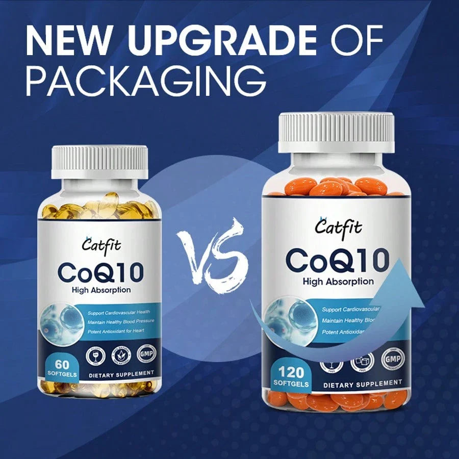 CATFIT CoQ-10 Capsules High Absorption | Coenzyme Q10 Support Heart Healthy Antioxidant - Vegetarian 120CT