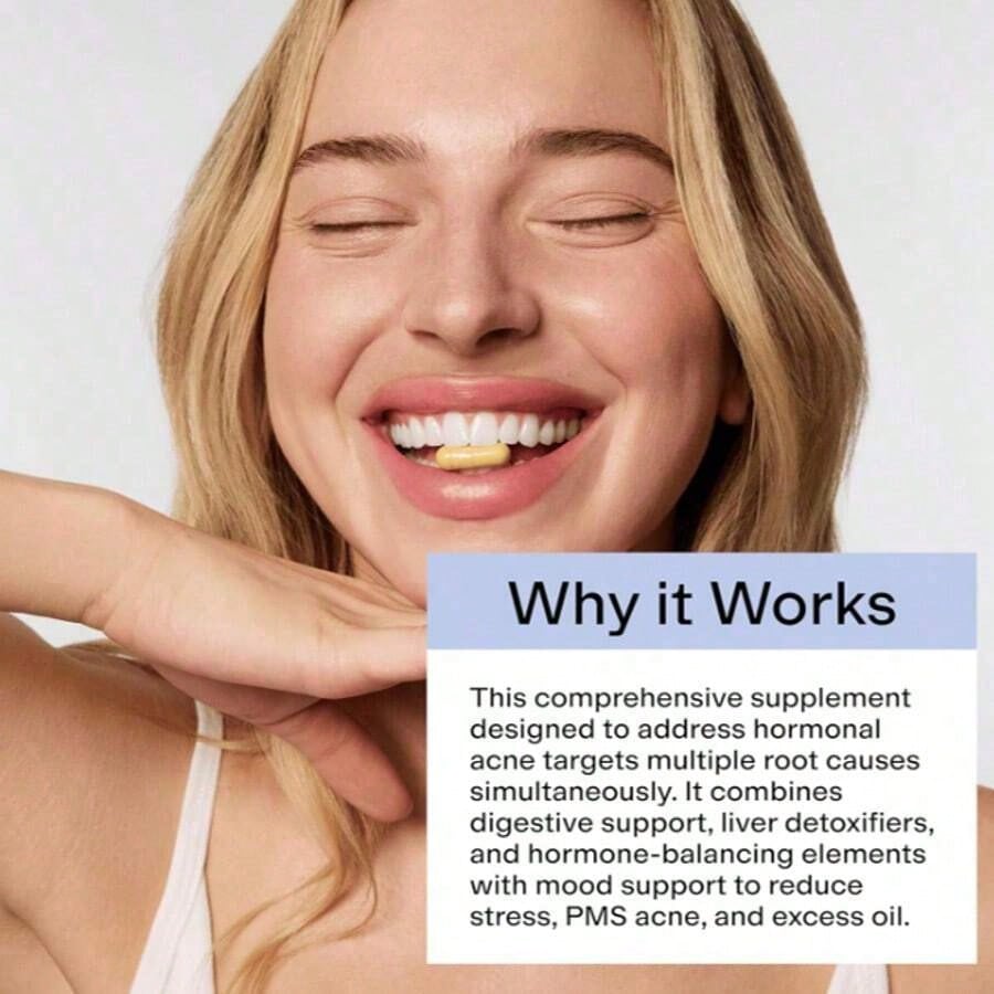 CLEARSTEM - MINDBODYSKIN Hormonal Acne Supplement (5-HTP) - Natural DIM Supplement - Skin Care Vitamins - Hormone Balance, Antioxidants - Gluten Free, Cruelty Free - 30 Servings, 90 Capsules