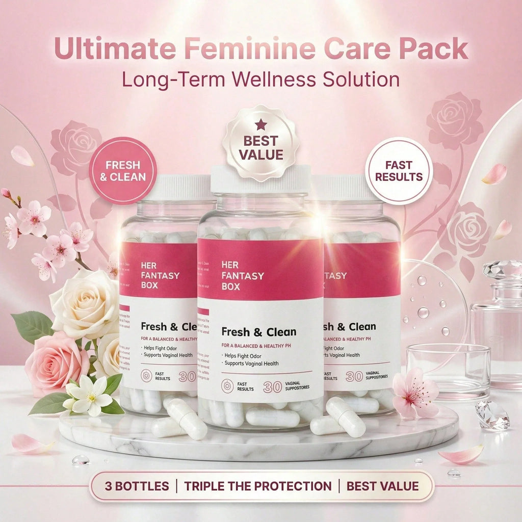 Her Fan-Tasy Box Gentle Boric Acid Suppositories - 30 Count PH Balance For Sensitive Skin