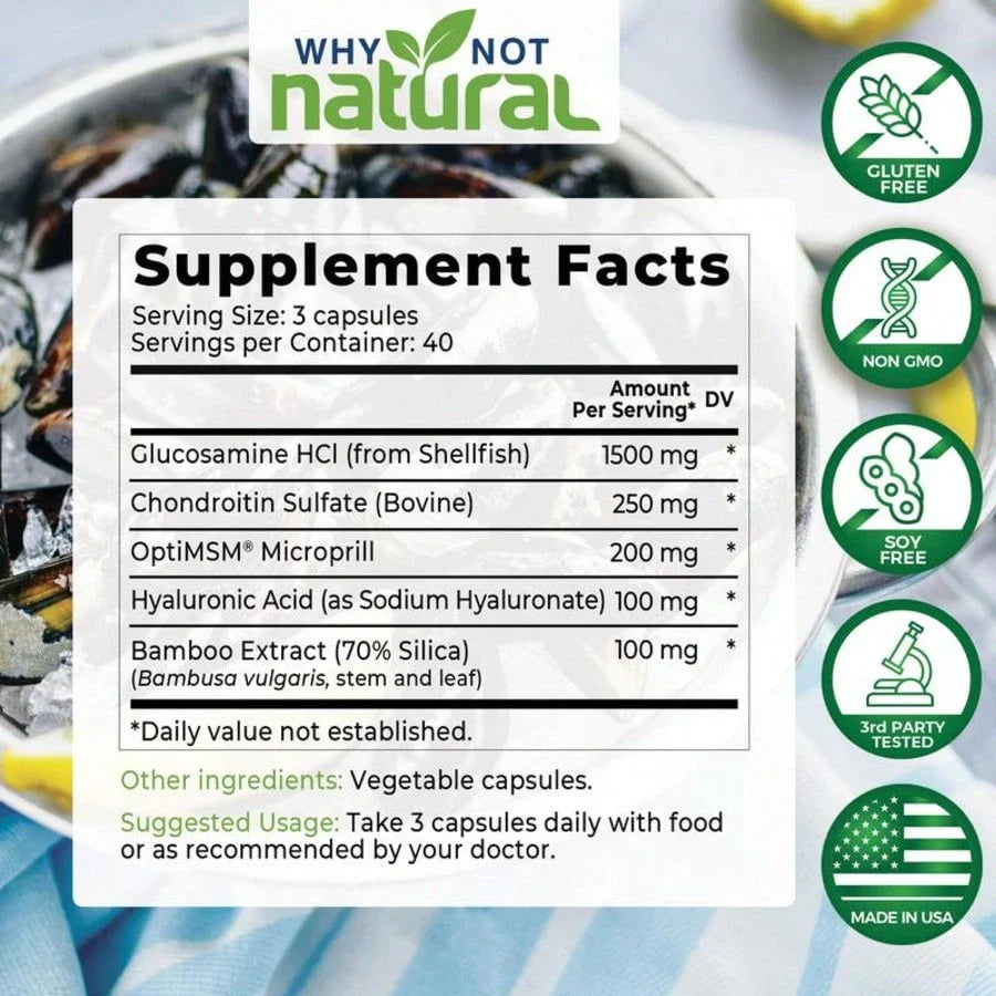 Glucosamine Chondroitin Joint Support 2 Pack, Mobility & Flexibility Capsules With MSM & Hyaluronic Acid, 240 Count Total