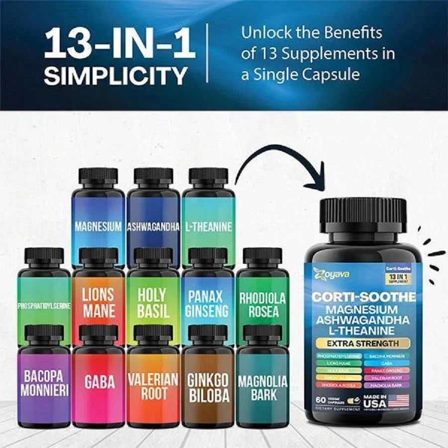 Zoyava Soothe-Smooth Bundle,Soothe & Smooth Bundle Multivitamin Combo, Cortisol Support Myo-Inositol Multivitamin Combo With Magnesium Glycinate, Ashwagandha,