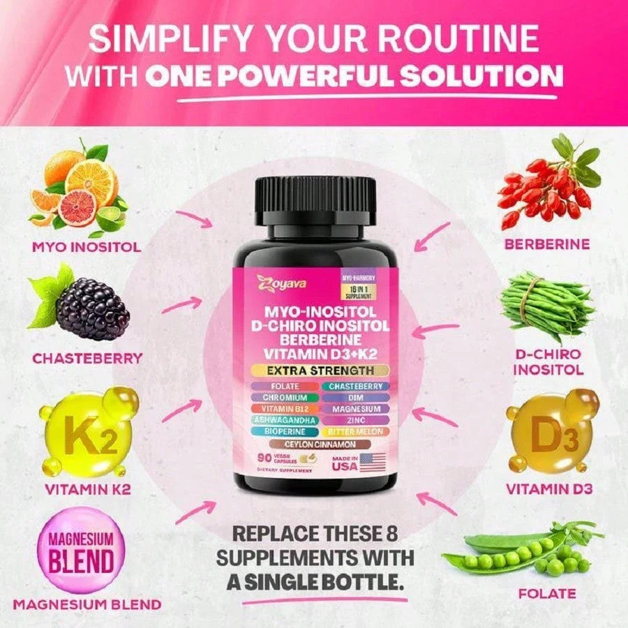 Zoyava Soothe-Smooth Bundle,Soothe & Smooth Bundle Multivitamin Combo, Cortisol Support Myo-Inositol Multivitamin Combo With Magnesium Glycinate, Ashwagandha,