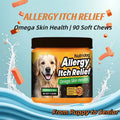 Dog Anti-Allergy & Itching Supplement Food - Omega-3 & Colostrum Strong Barrier , VC + Zinc Anti-Itch Repair, 90 Soft Chews For Dogs Of All Stages