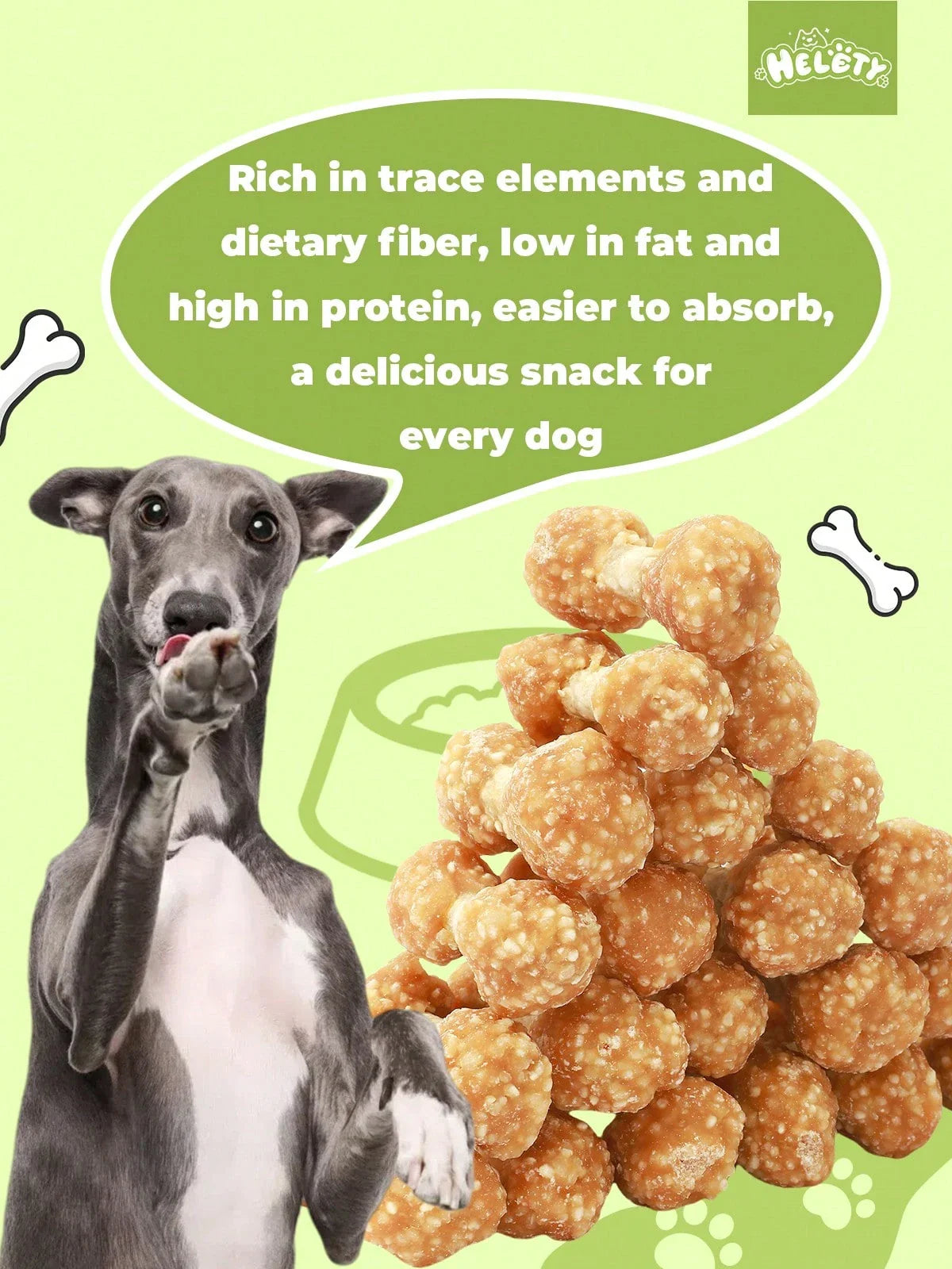 helety Chicken Dumbbells For Dogs, Chicken Dog Treats For Small, Medium And Large Breeds, Natural Dog Treats, Rice Dog Treats, Healthy, High In Protein, Easily Digestible, Long-Lasting, Perfect Dog Training Reward Treats.