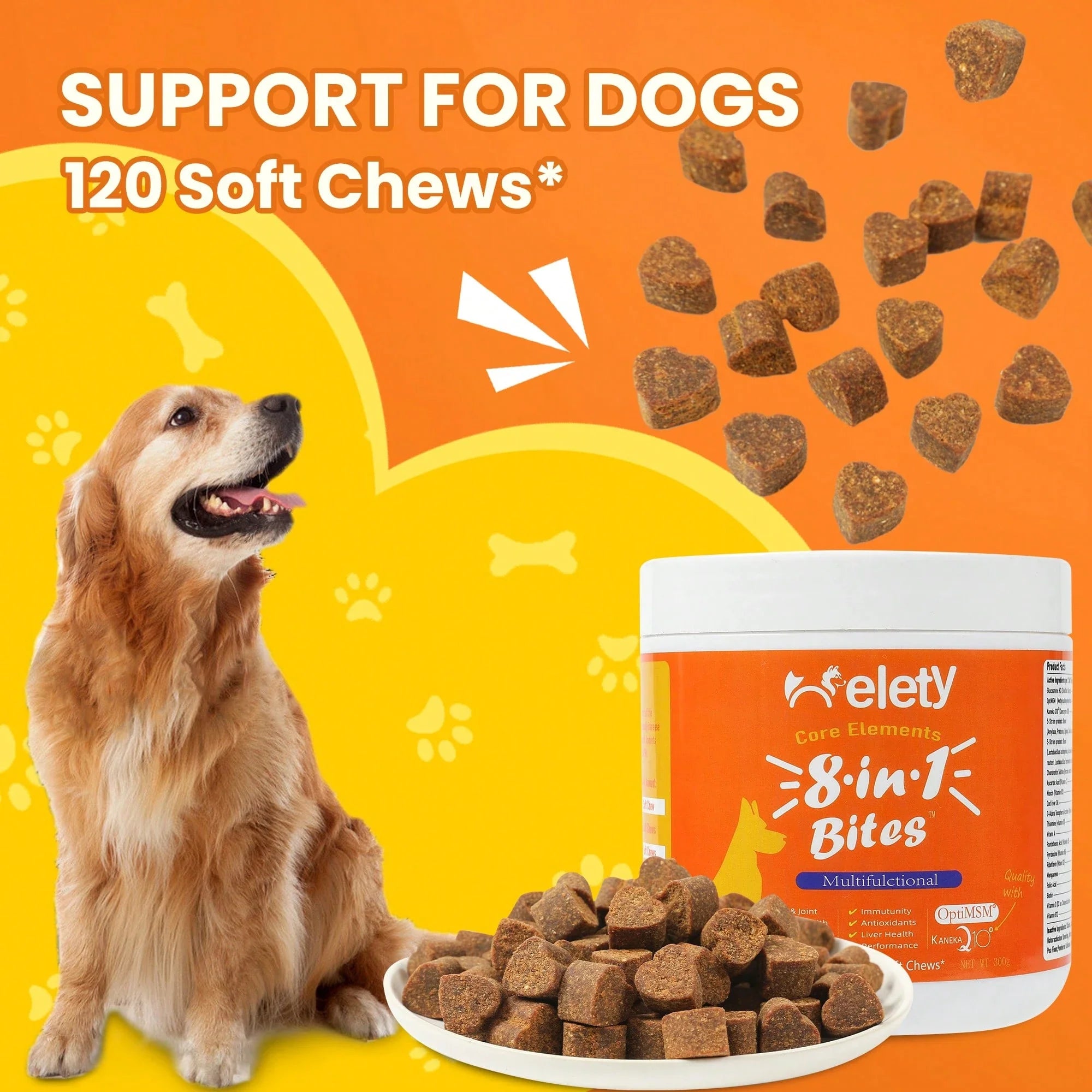 helety Pet 8-In-1 Complex Vitamin, 14 In-1 Multi-Element Phospholipid Formula Dog Vitamin